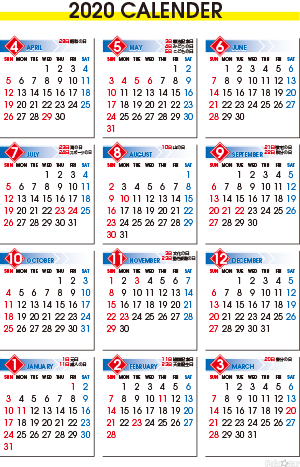 2020年度カレンダー