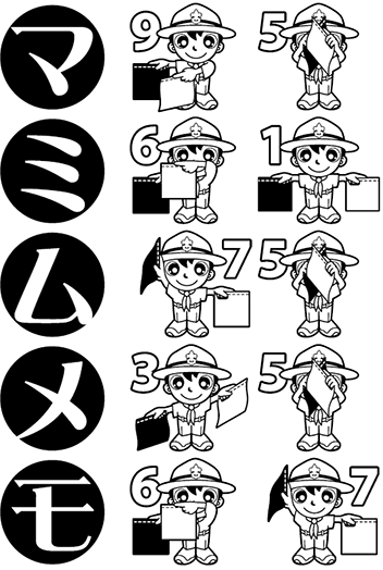手旗信号　マ行