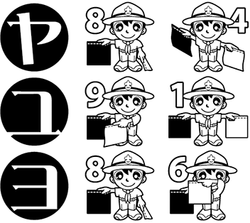 手旗信号　ヤ行