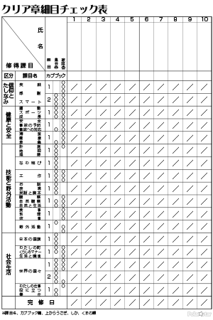 クリア章細目チェック表