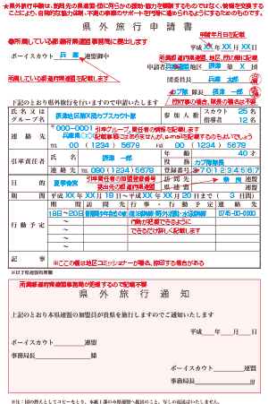 県外旅行申請書